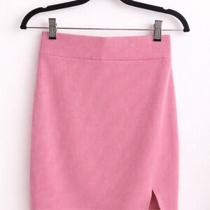 SHEIN Pink Corduroy Midi Pencil Skirt
